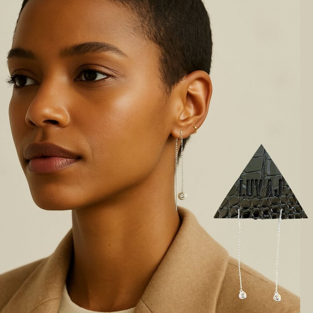 Luv AJ Shell Coil Silver Threader Earrings Modern Minimalist Jewelry Coastal New